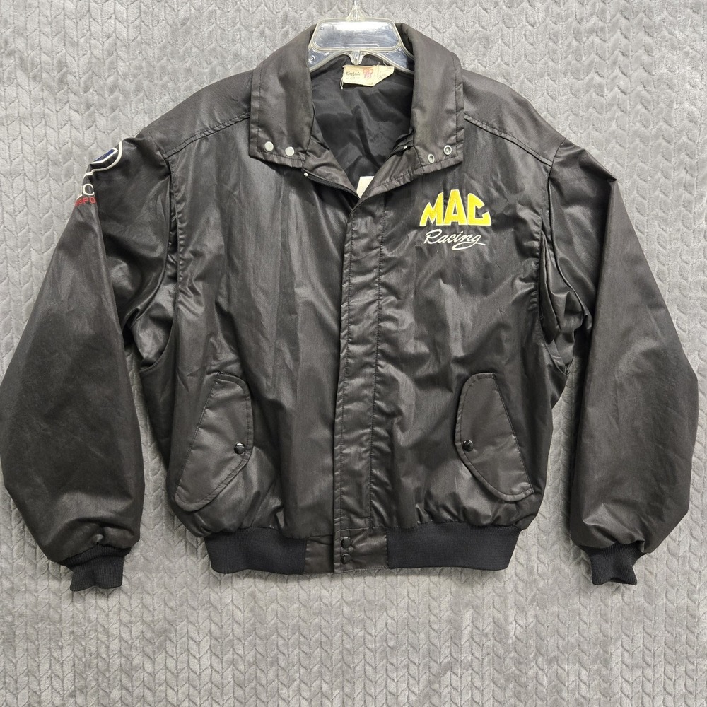 Vtg MAC Racing Buick King Louie Pro Fit Bomber Jacket Mens XL Black Made in USA‎